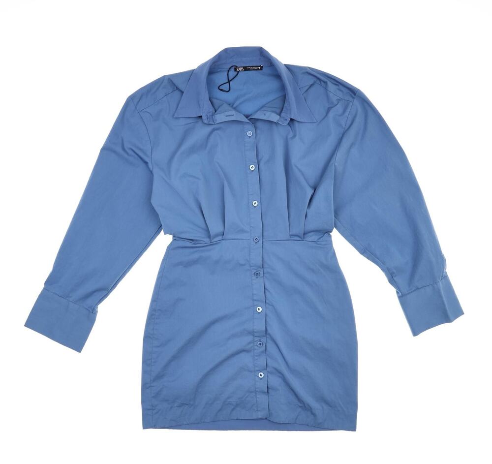 Zara  Blue Poplin Shirt MINI Dress Blue Size M